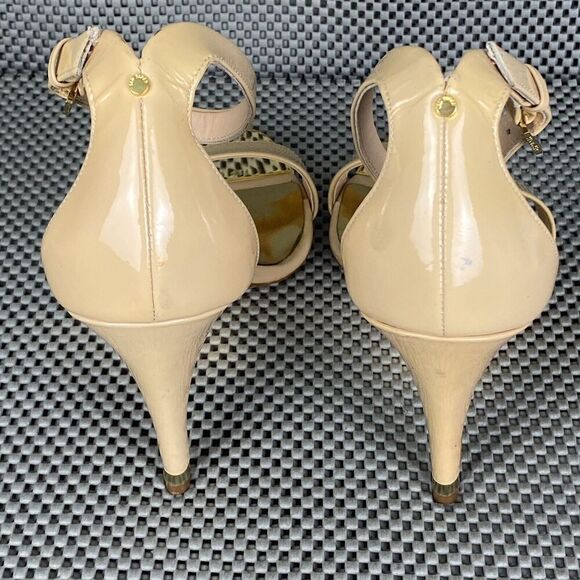 Ted Baker London Heels Womens Size 39.5 Gold Metallic Open Toe Ankle Strap - Picture 12 of 15